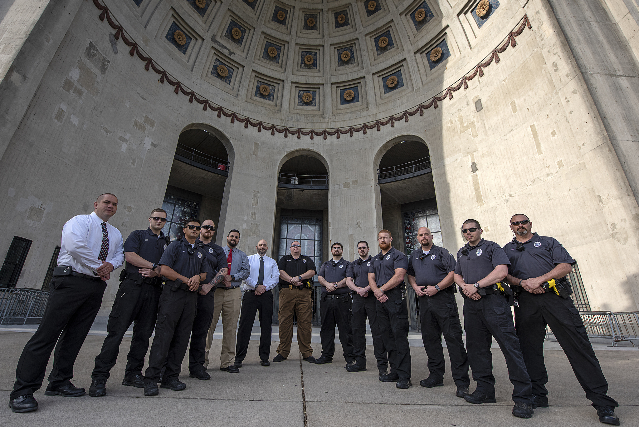 Officers standing in front of Ohio Stadium