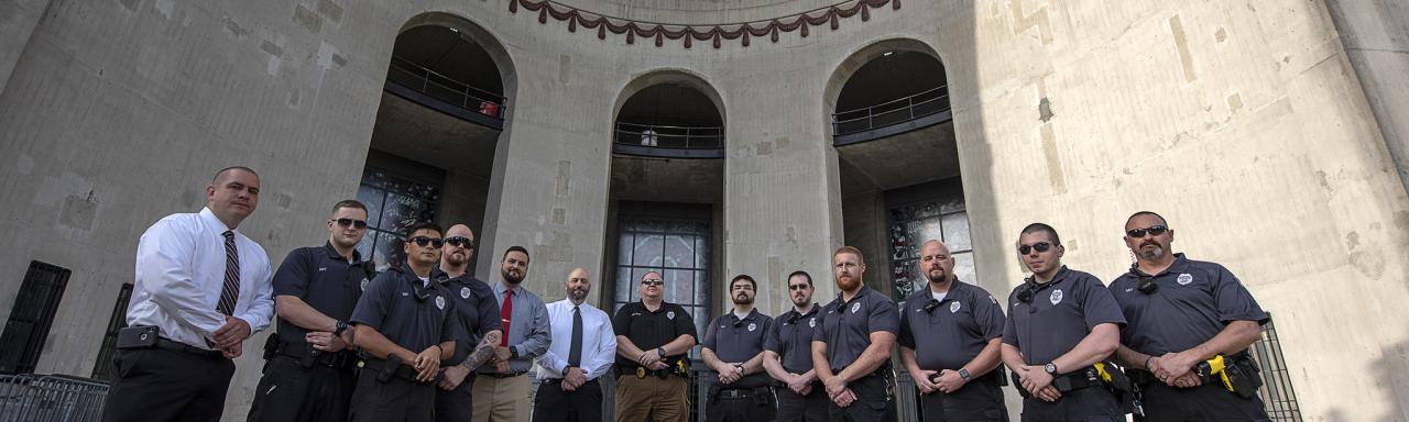 Officers standing in front of Ohio Stadium