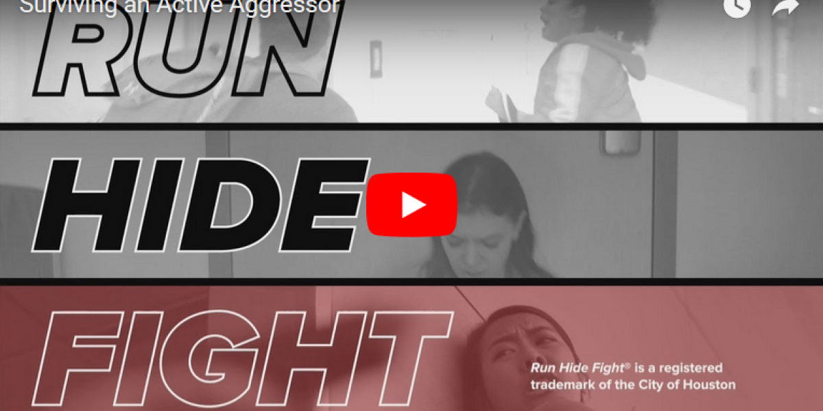 a screen grab of the run hide fight video title page