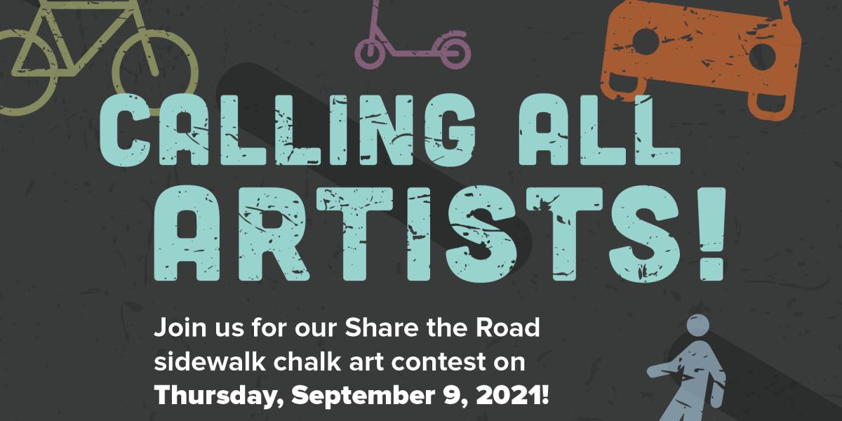 Image to advertise Share the Road sidewalk chalk contest