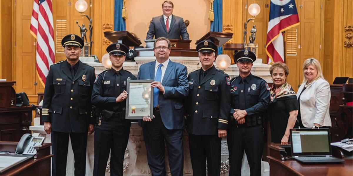 OSU Police Officer Alan Horujko receives honors from Ohio House and Senate
