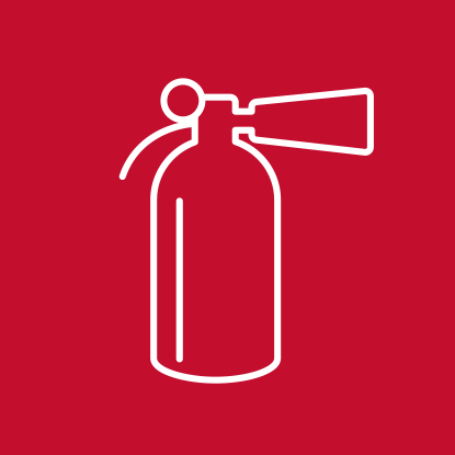 tile graphic for safety, fire extinguisher