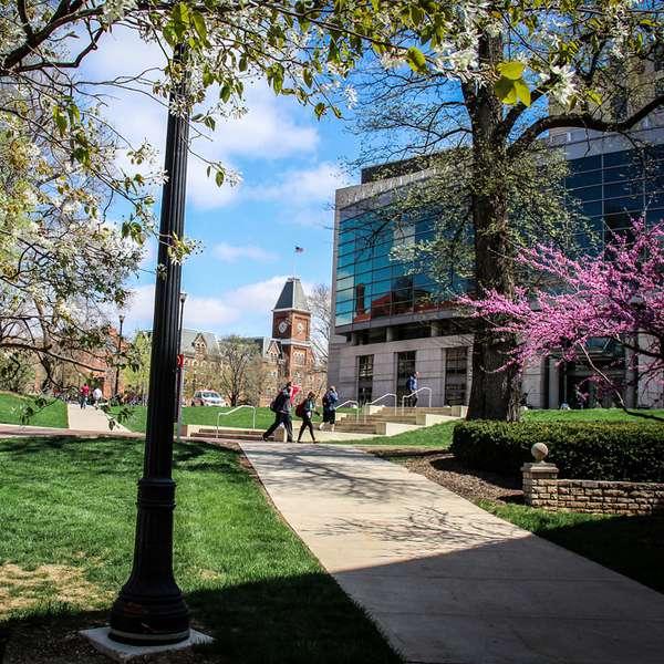 sidewalk and building on The Oval