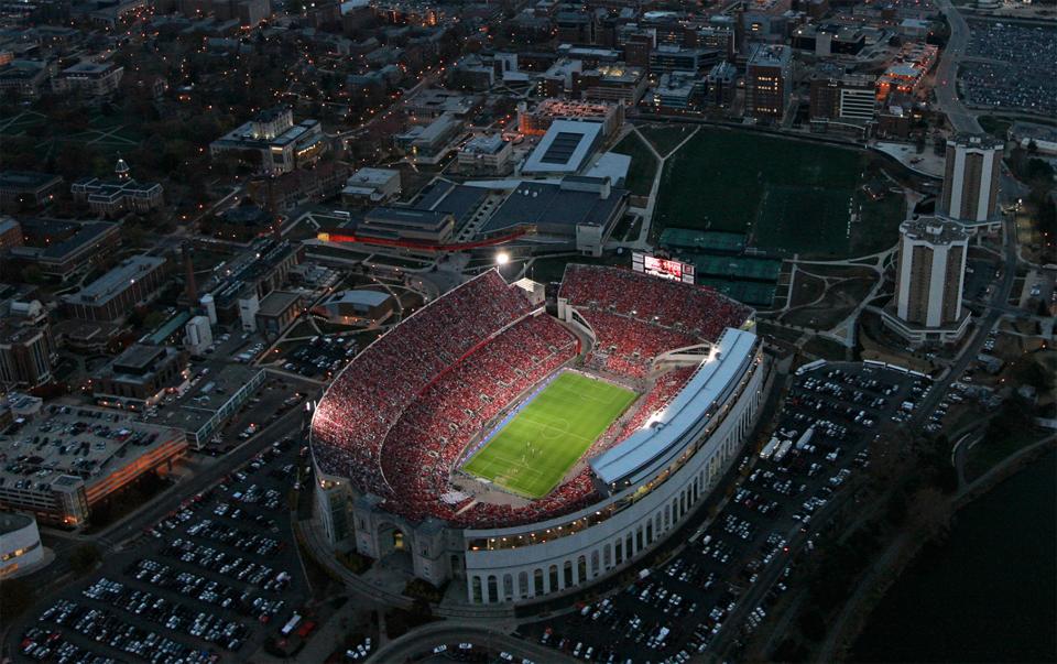 Ohio Stadium at night, under the lights