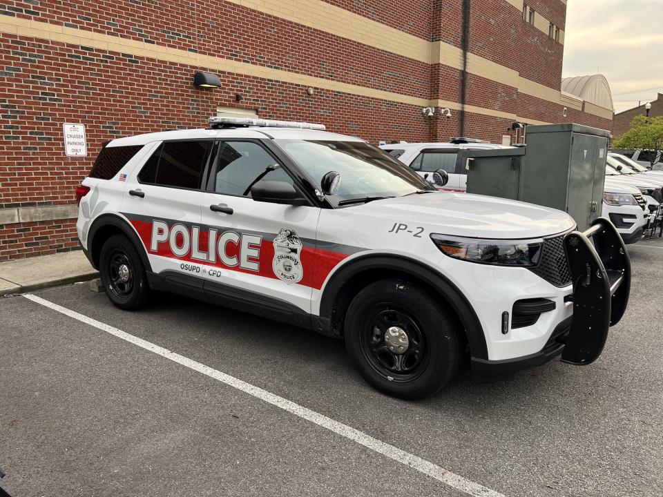 A Joint Patrol police vehicle that says 'Police' and 'OSUPD CPD'