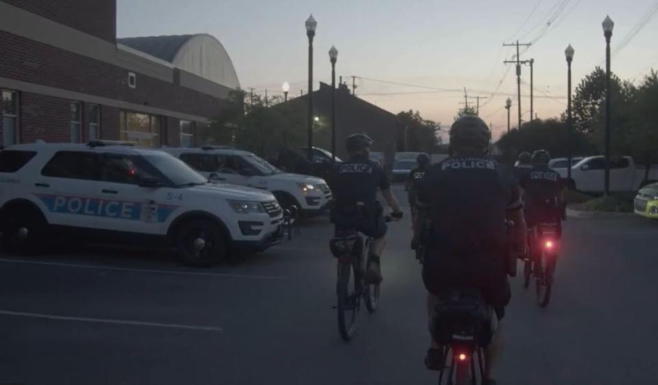 police on bikes at night