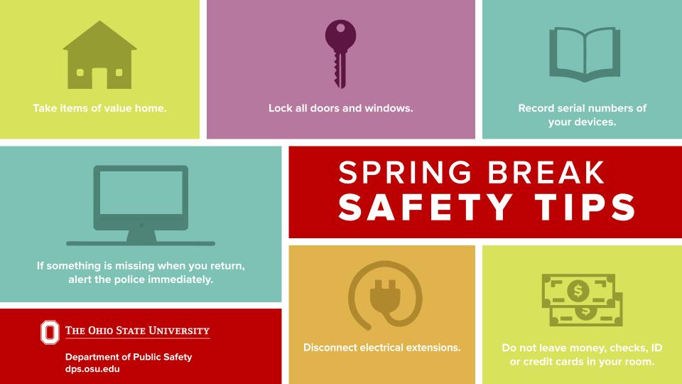 graphics of house, keys, and the words safety tips