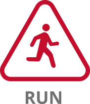 tile graphic representing run, a stick man running
