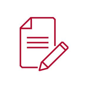 Line icon of a document and a pen